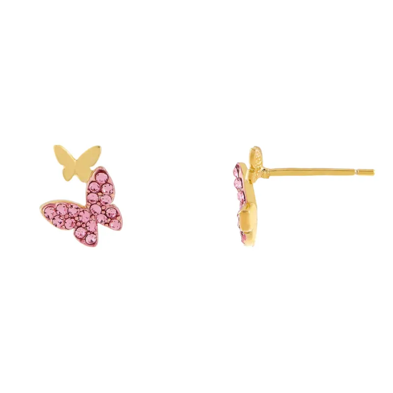 Colored Pavé x Solid Butterfly Stud sold by Adina Eden's