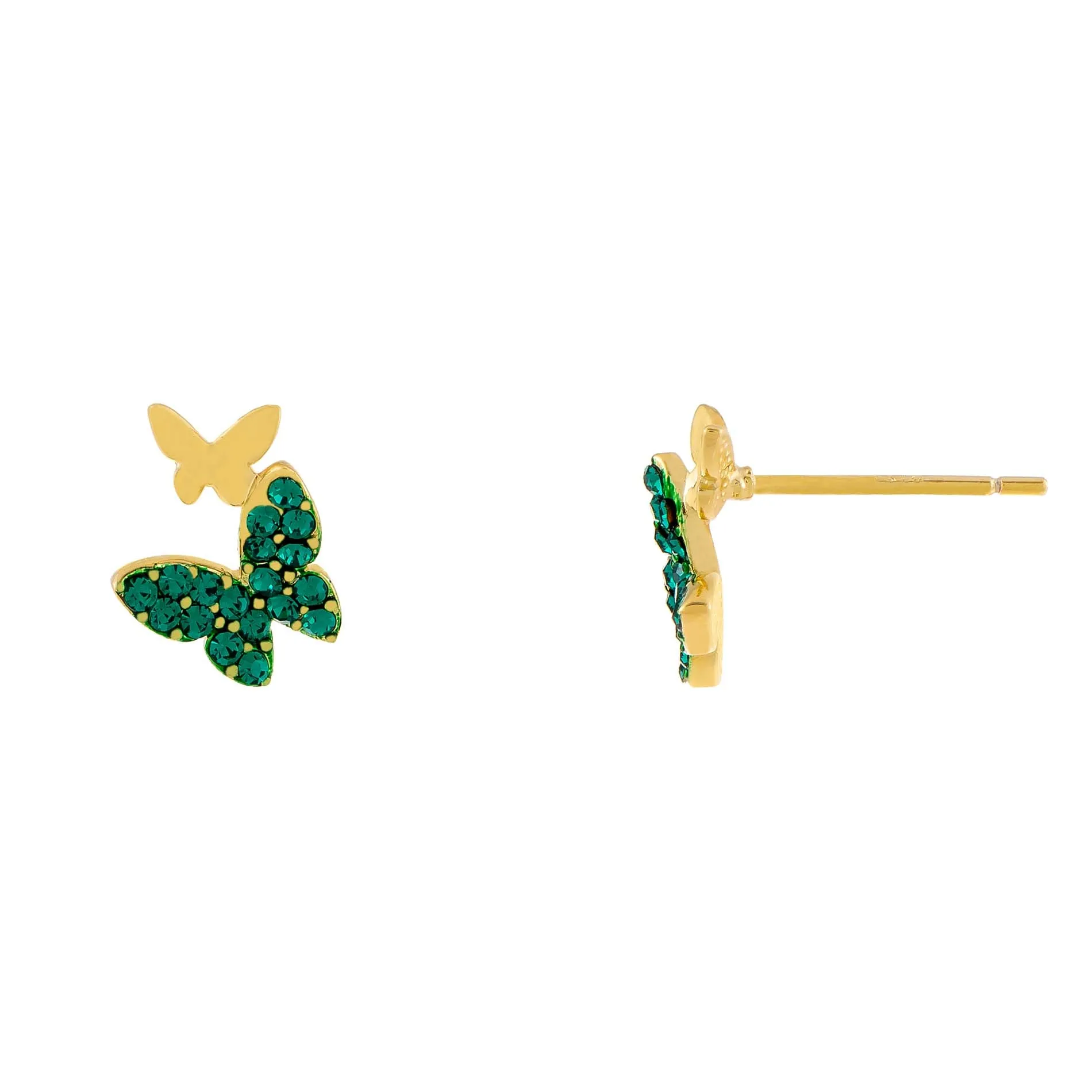 Colored Pavé x Solid Butterfly Stud sold by Adina Eden's product image thumbnail 3
