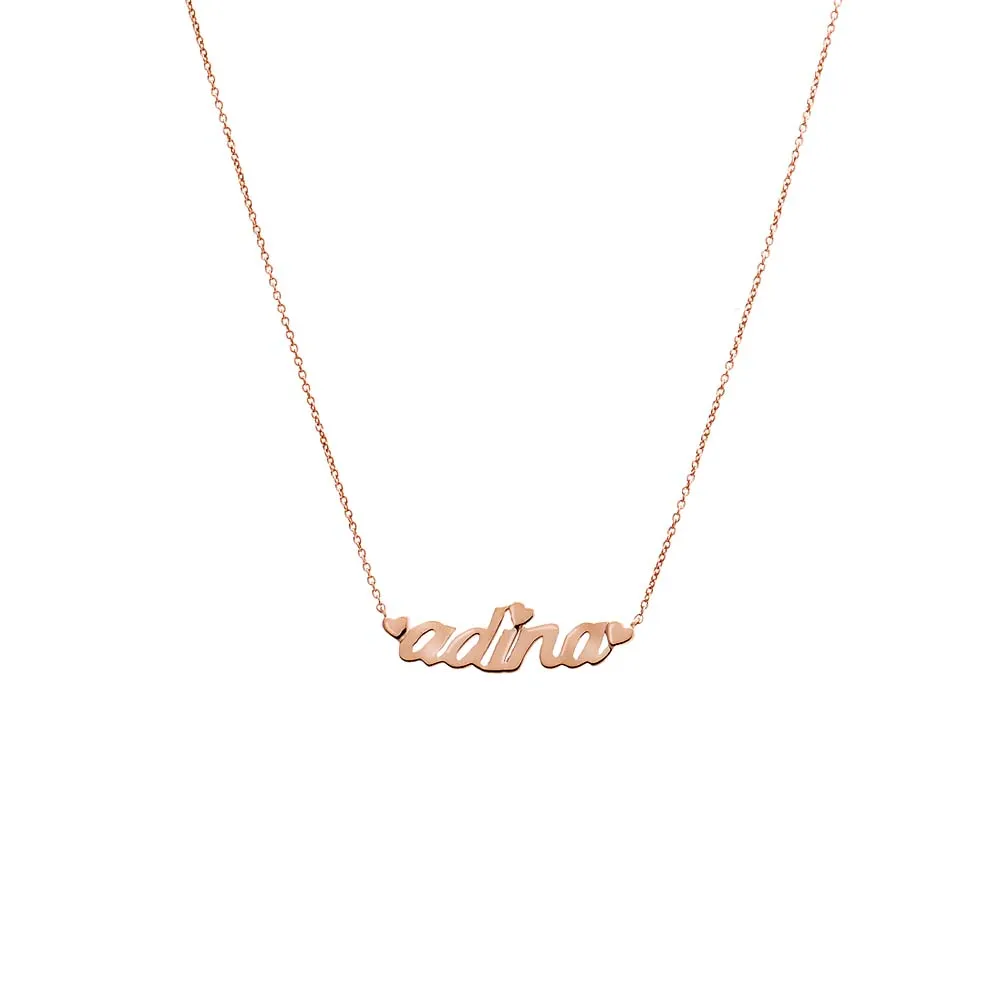 Solid Heart Accented Nameplate Necklace 14K sold by Adina Eden's product image thumbnail 3