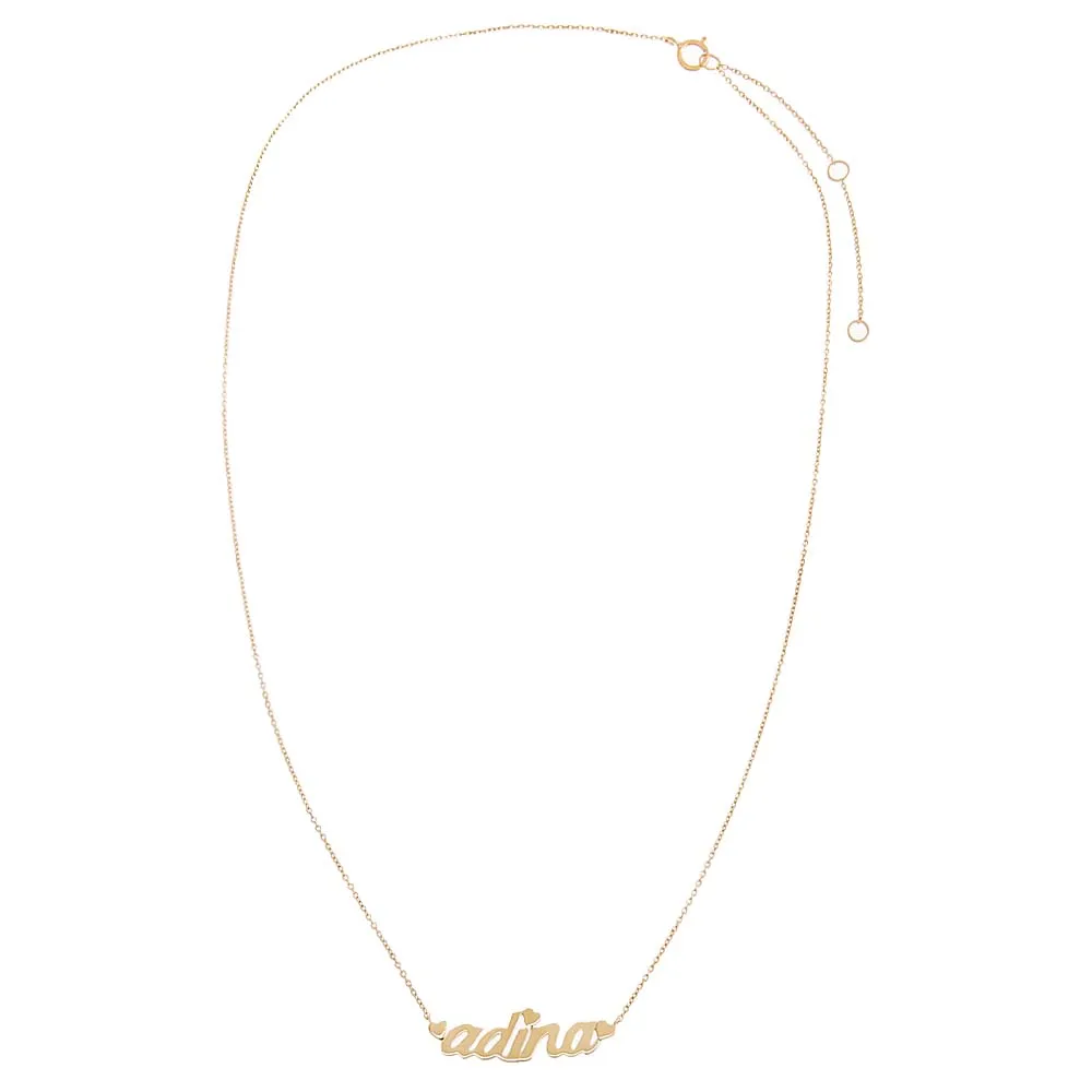 Solid Heart Accented Nameplate Necklace 14K sold by Adina Eden's product image thumbnail 4