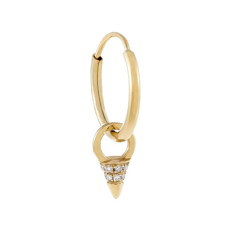 Diamond Mini Spike Charm Huggie Earring 14K sold by Adina Eden's