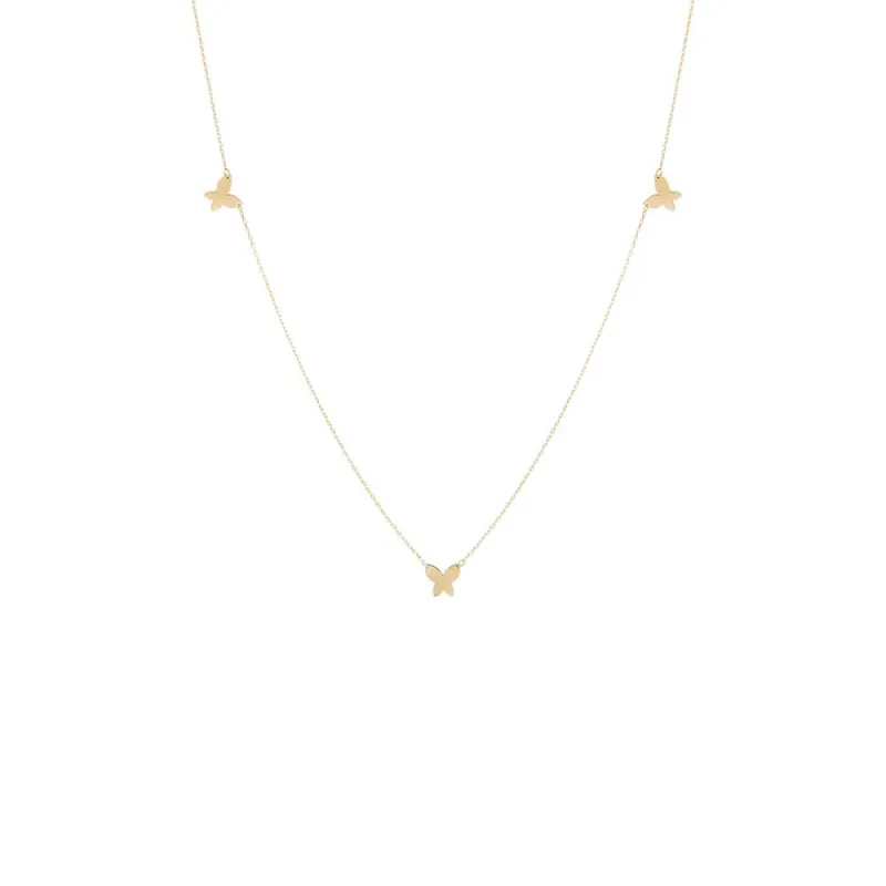 Solid Triple Butterfly Necklace 14K sold by Adina Eden's