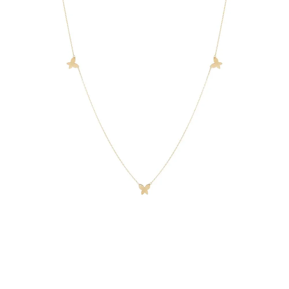 Solid Triple Butterfly Necklace 14K sold by Adina Eden's