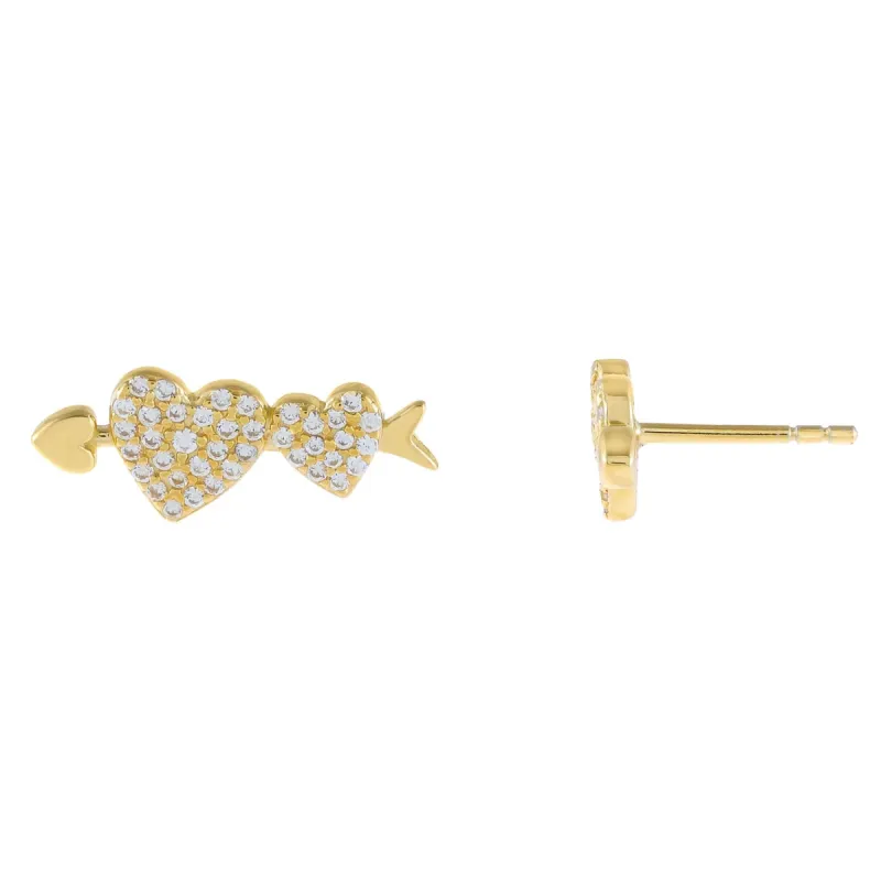 Pavé Heart Arrow Stud Earring sold by Adina Eden's