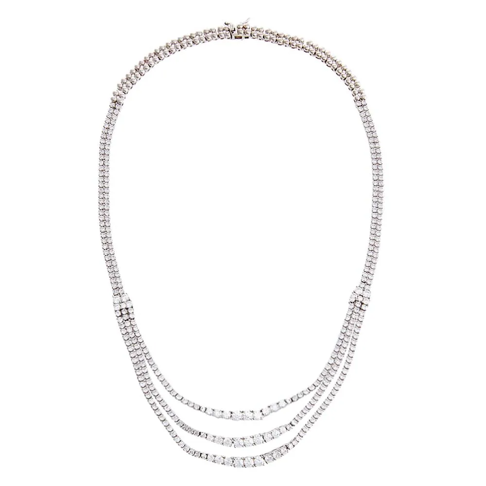 Triple Stranded Graduated Tennis Necklace sold by Adina Eden's product image thumbnail 3