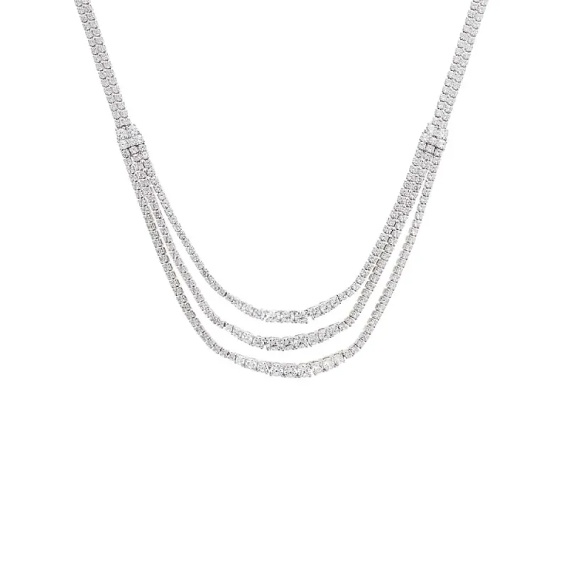 Triple Stranded Graduated Tennis Necklace sold by Adina Eden's