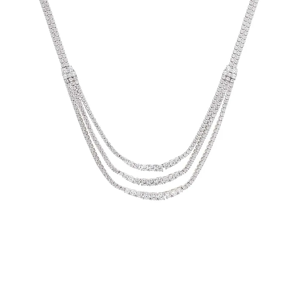 Triple Stranded Graduated Tennis Necklace sold by Adina Eden's