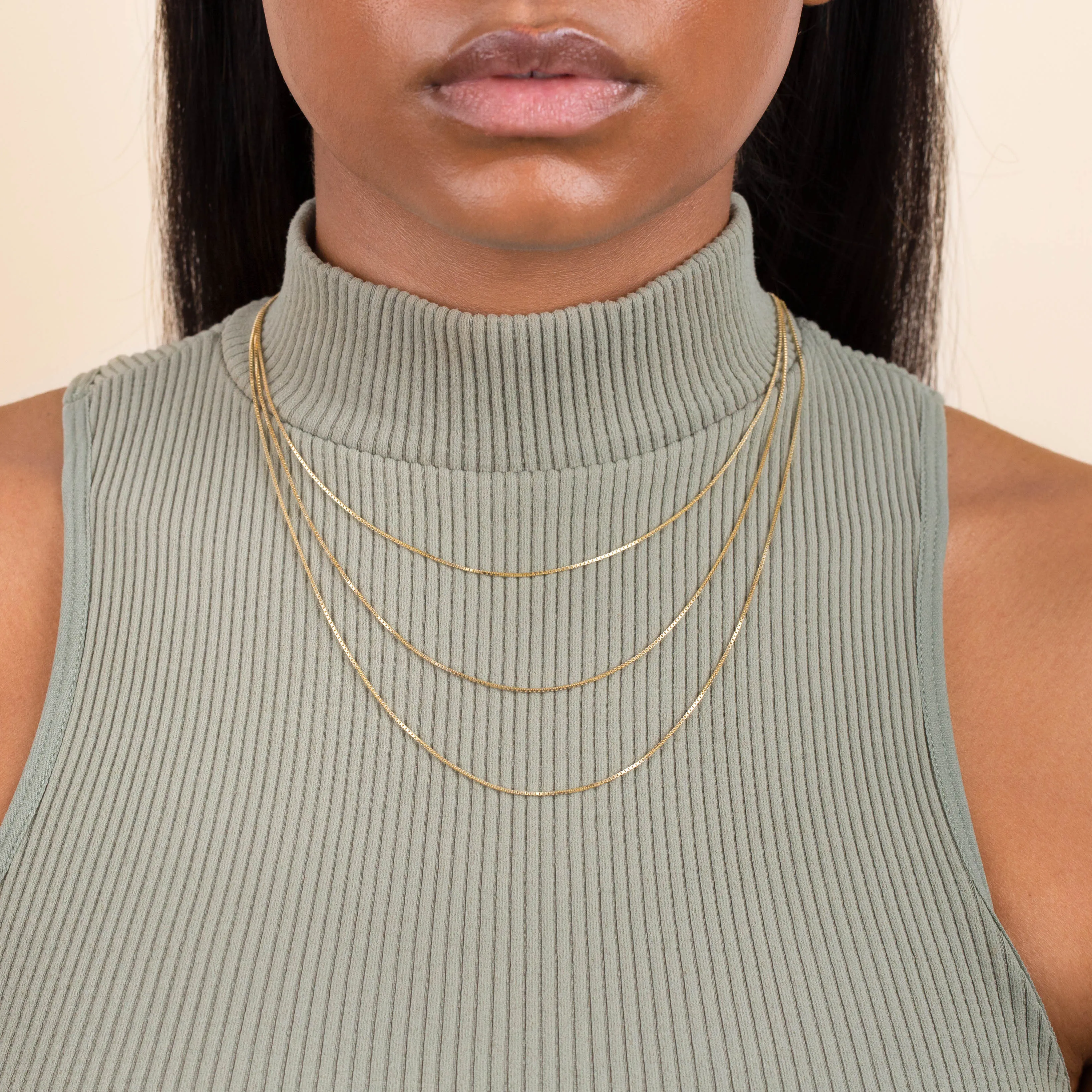 Thin Box Chain Necklace Combo Set sold by Adina Eden's product image thumbnail 2