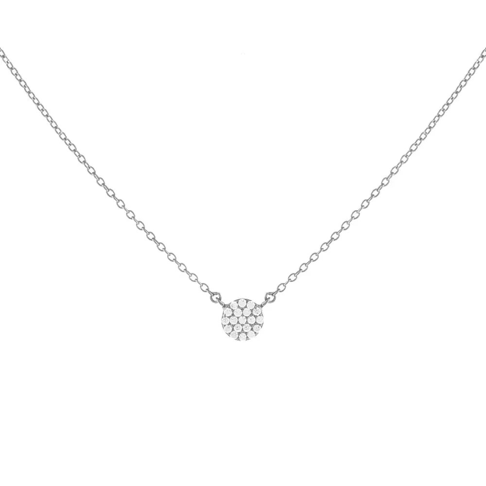 Round Pavé Disc Necklace sold by Adina Eden's product image thumbnail 4