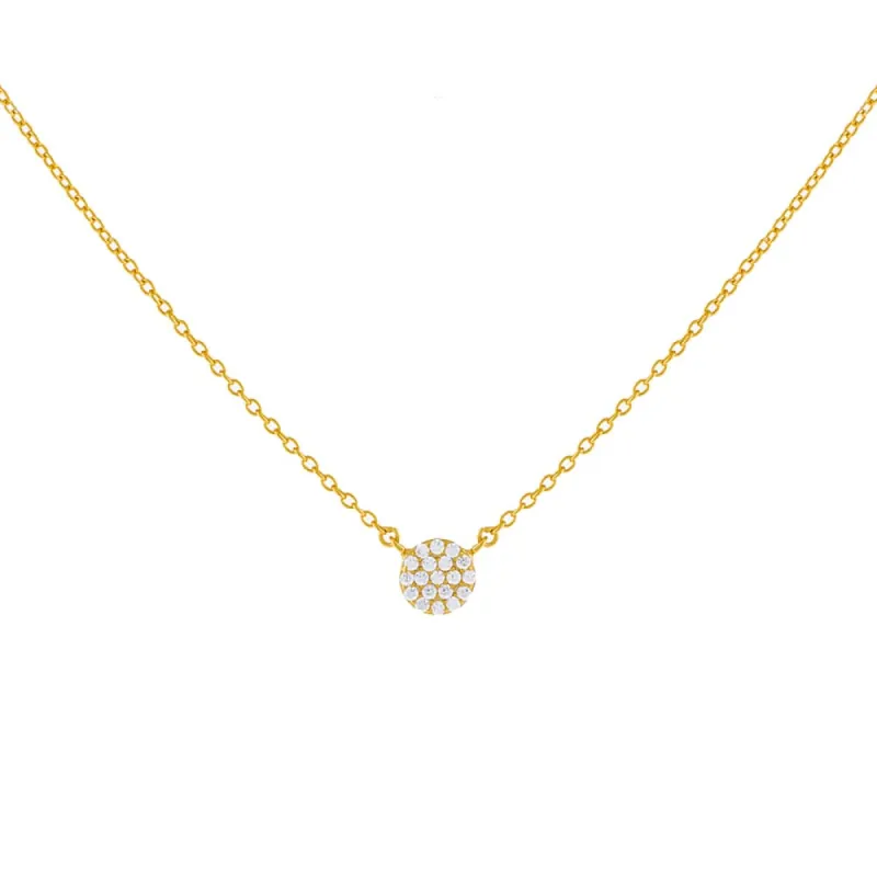 Round Pavé Disc Necklace sold by Adina Eden's