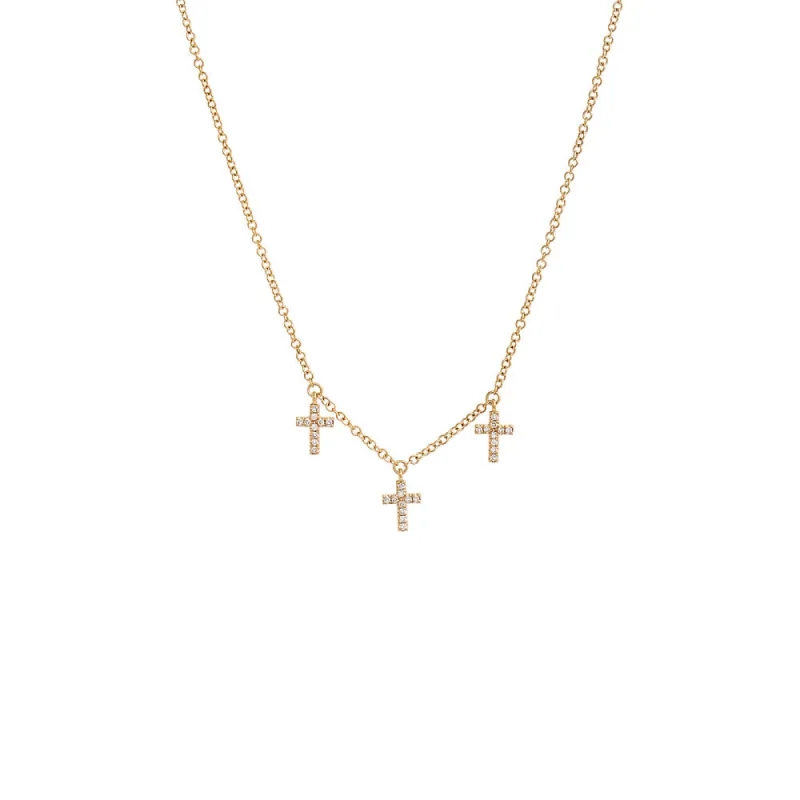 Diamond Multi Dangling Pave Cross Necklace 14K sold by Adina Eden's