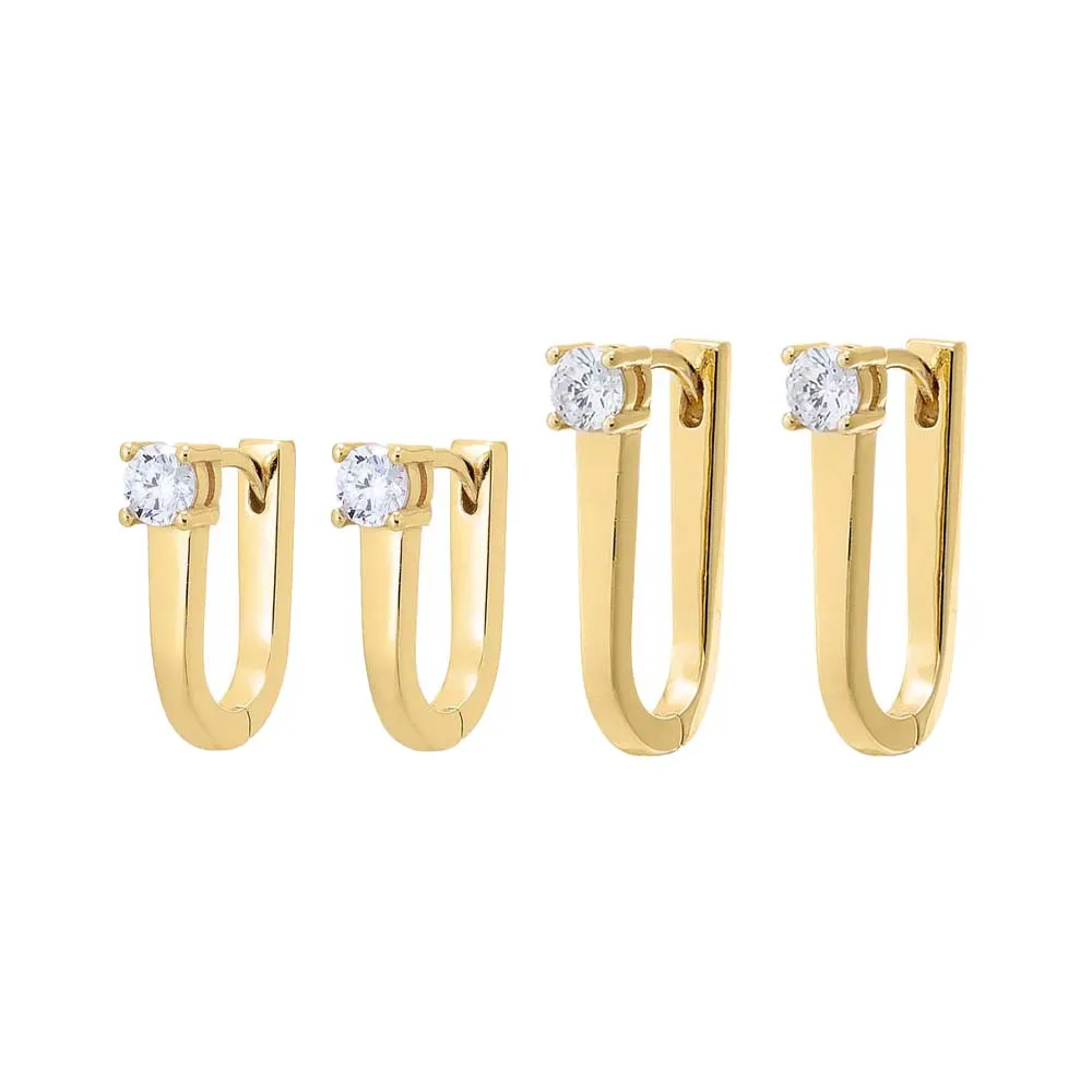 CZ Graduated U Shape Huggie Earring Combo Set sold by Adina Eden's