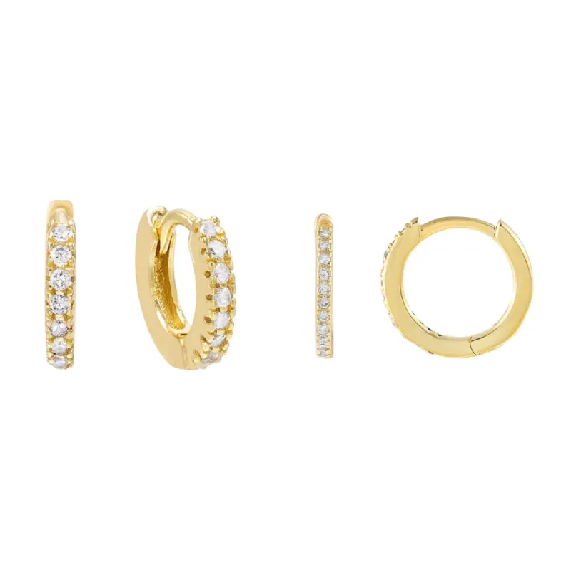 CZ Huggie Earring Combo Set sold by Adina Eden's