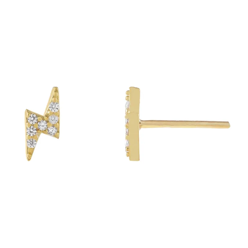 CZ Mini Lightning Bolt Stud Earring sold by Adina Eden's