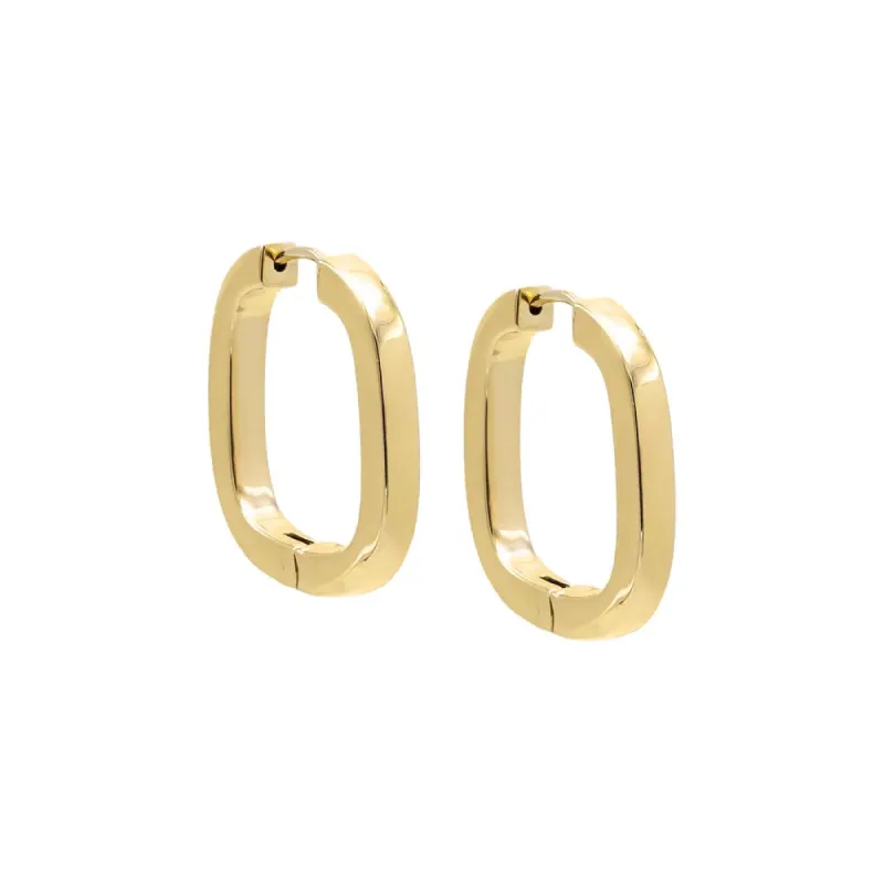 Solid Large Square Shape Hoop Earring 14K sold by Adina Eden's