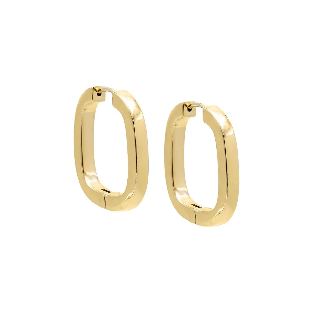 Solid Large Square Shape Hoop Earring 14K sold by Adina Eden's