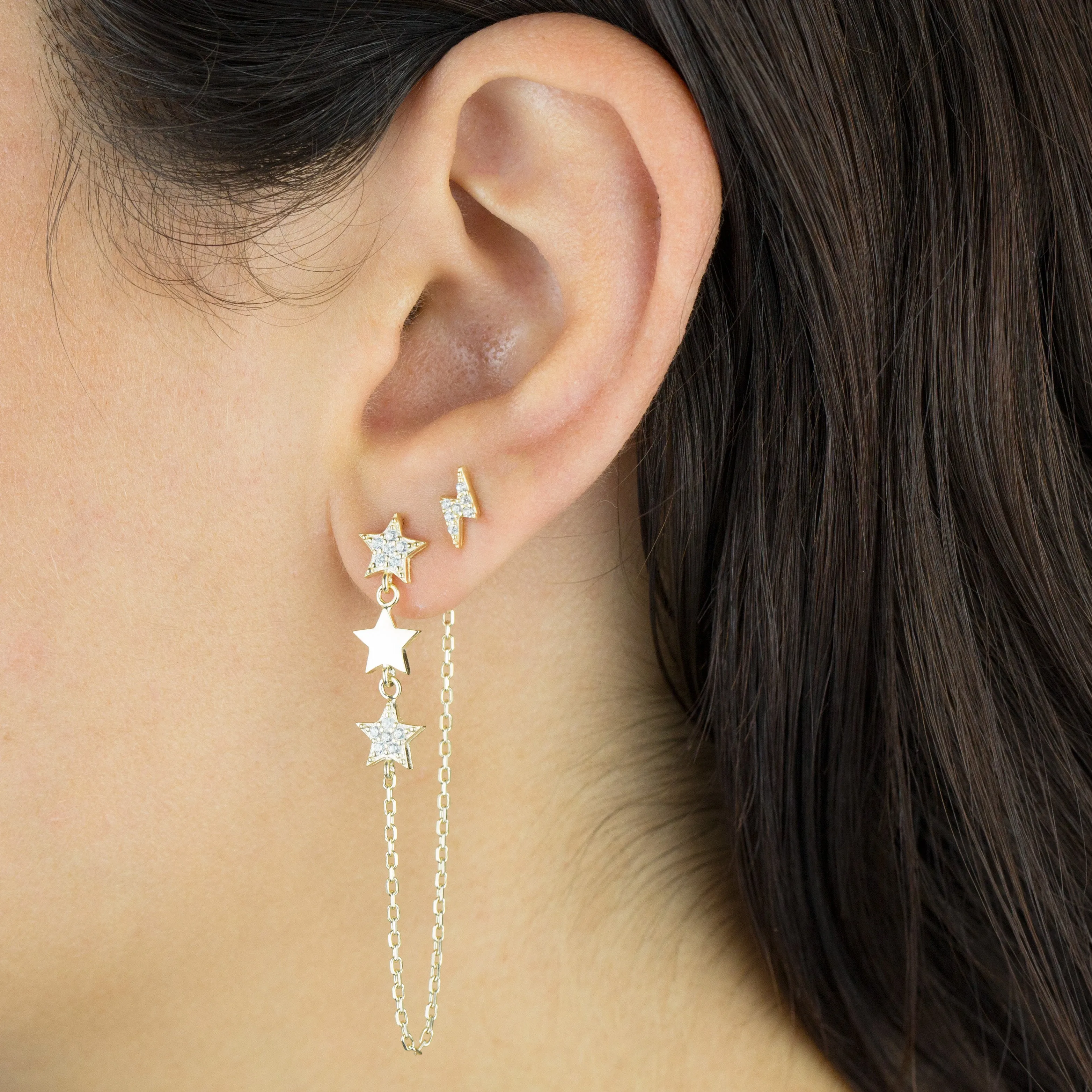 CZ Mini Lightning Bolt Stud Earring sold by Adina Eden's product image thumbnail 2
