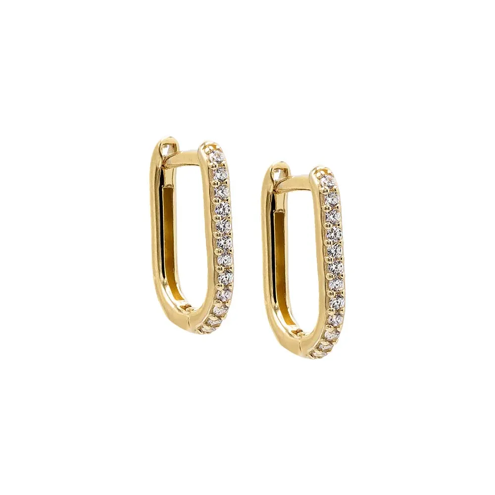 CZ Pave U-Shape Huggie Earring 14K sold by Adina Eden's