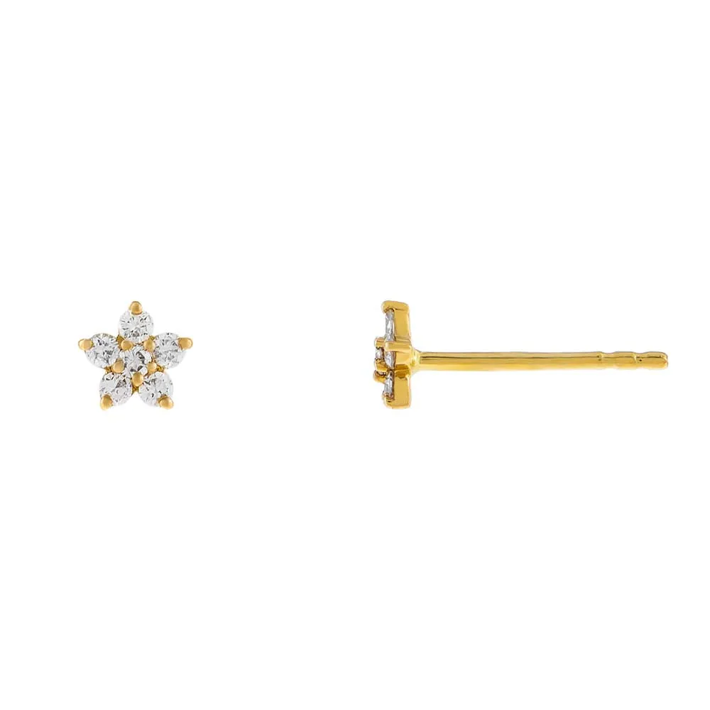 Mini Diamond Flower Stud Earring 14K sold by Adina Eden's product image thumbnail 3