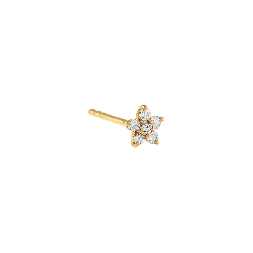 Mini Diamond Flower Stud Earring 14K sold by Adina Eden's
