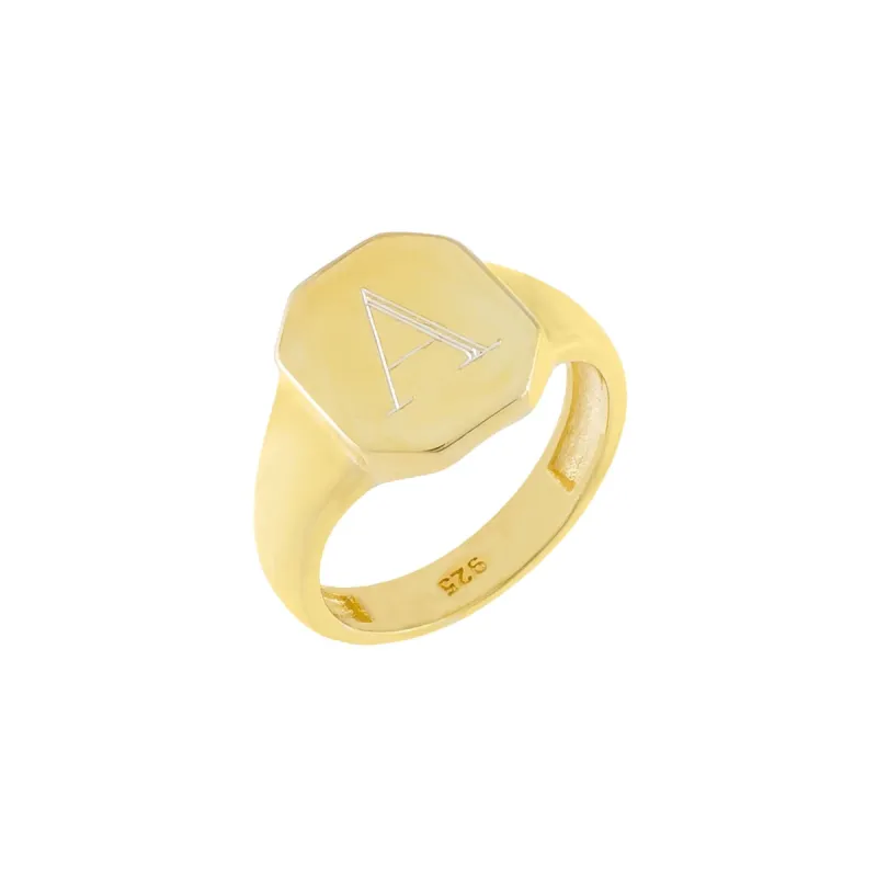 Engraved Rectangle Pinky Ring sold by Adina Eden's