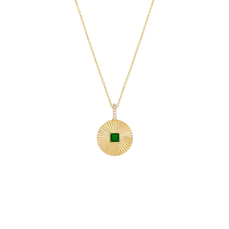 Colored Square Bezel Ridged Coin Necklace Charm sold by Adina Eden's