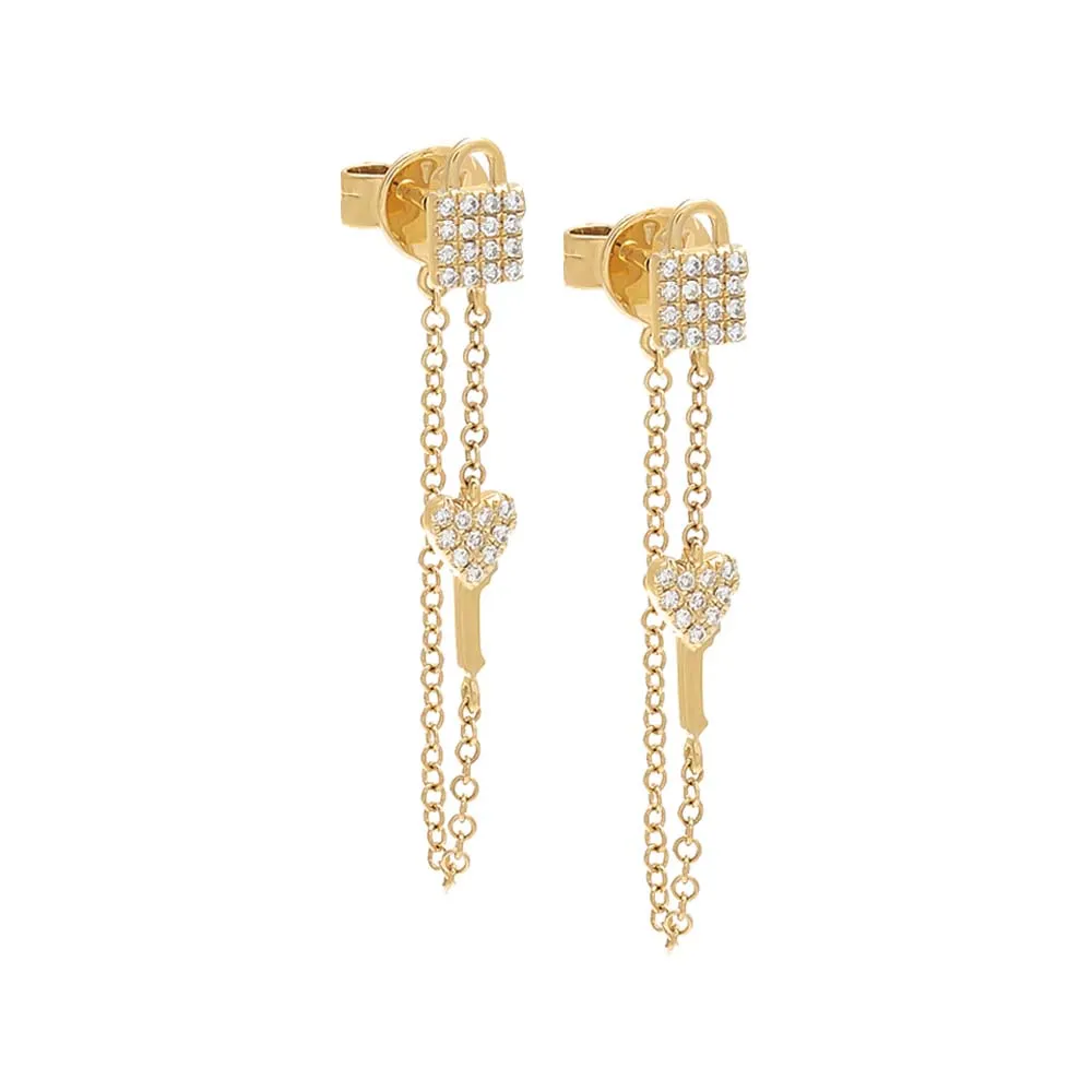 Diamond Lock Chain X Key Stud Earring 14K sold by Adina Eden's product image thumbnail 3