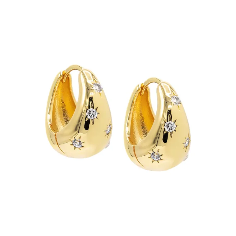 Scattered CZ Starburst Graduated Huggie Earring sold by Adina Eden's