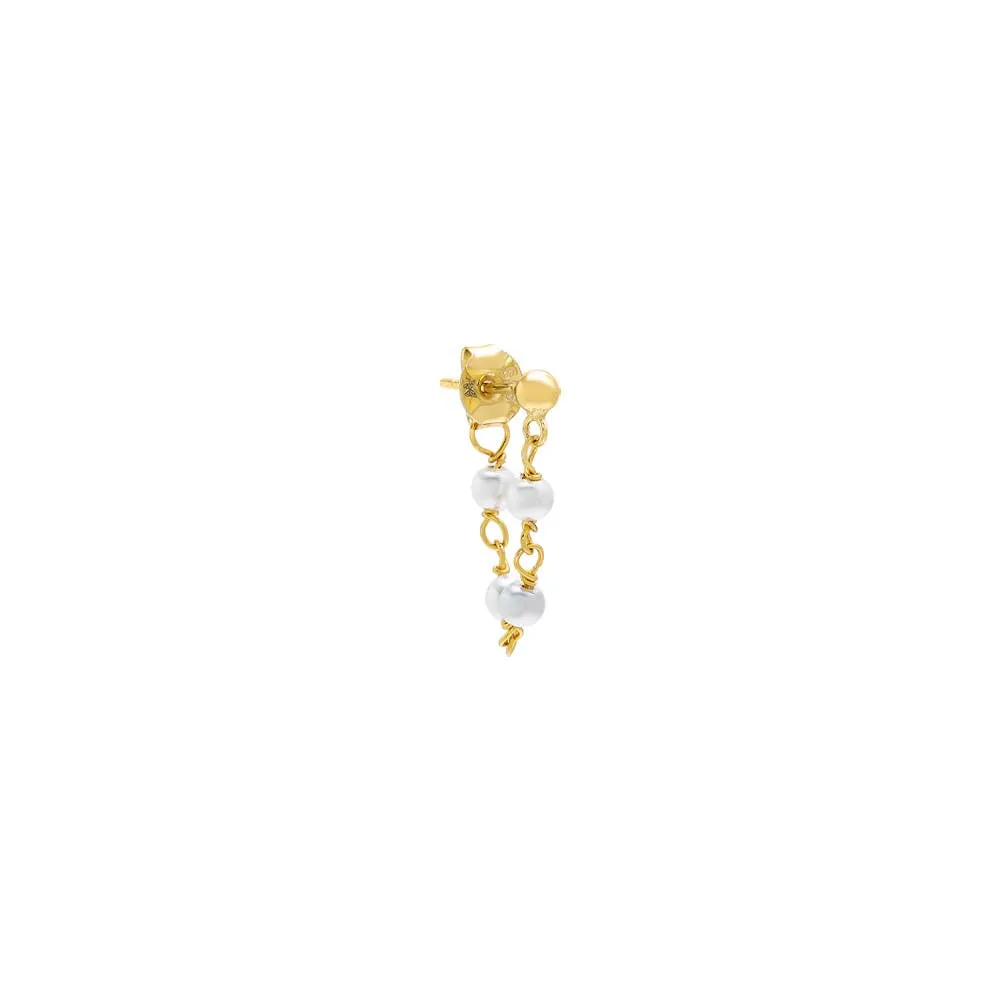 Mini Pearl Front Back Chain Stud Earring sold by Adina Eden's product image thumbnail 3