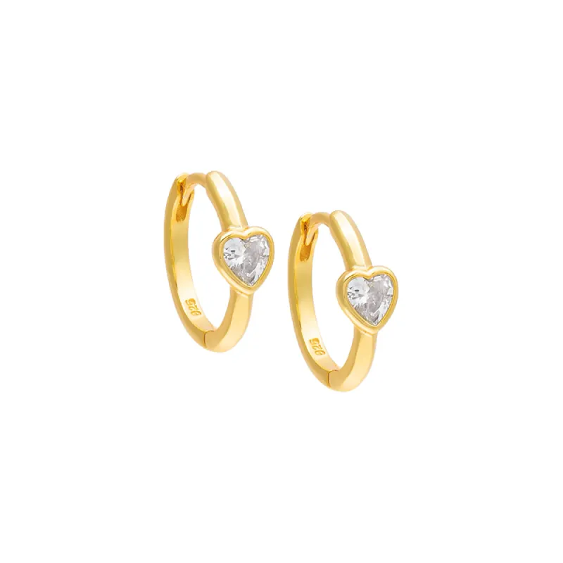 Bezel Heart Huggie Earring sold by Adina Eden's