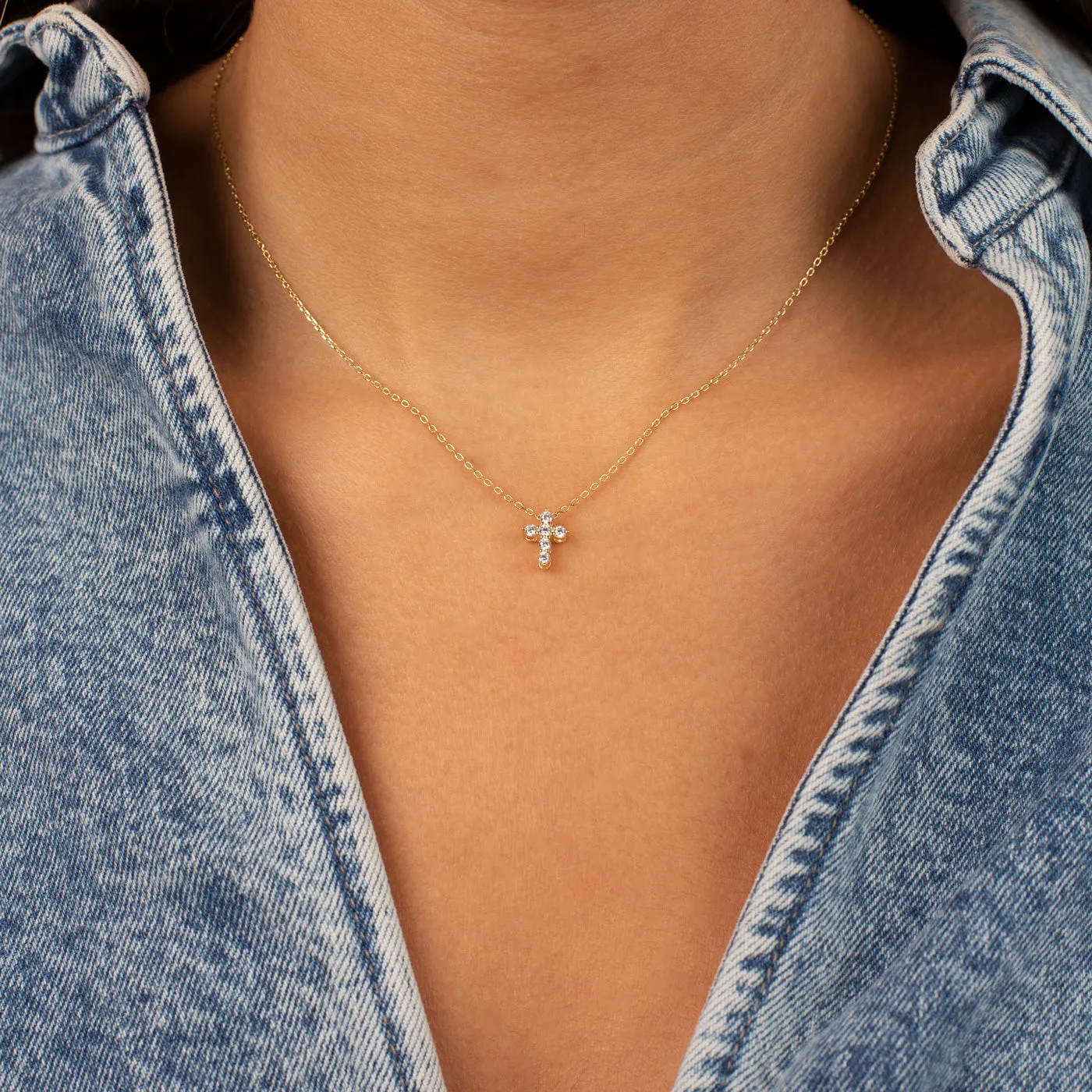 CZ Cross Necklace sold by Adina Eden's product image thumbnail 2