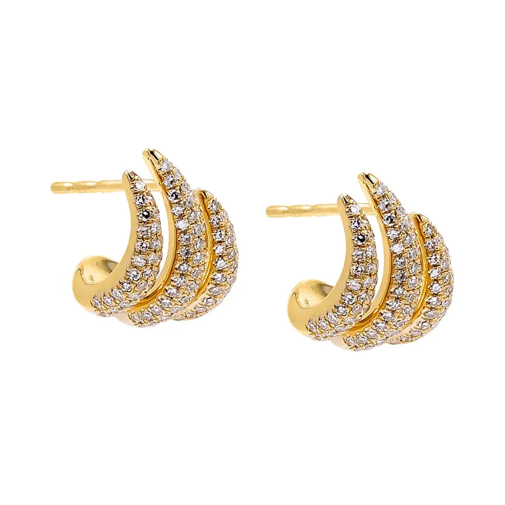 Diamond Pave Triple Wave Cage Stud Earring 14K sold by Adina Eden's