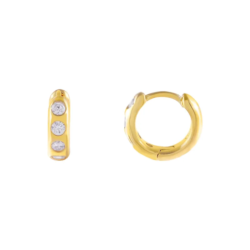 CZ Mini Multi Stone Huggie Earring sold by Adina Eden's