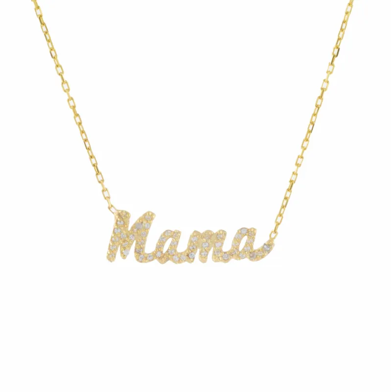 Pavé Script Mama Necklace made by Adina Eden's