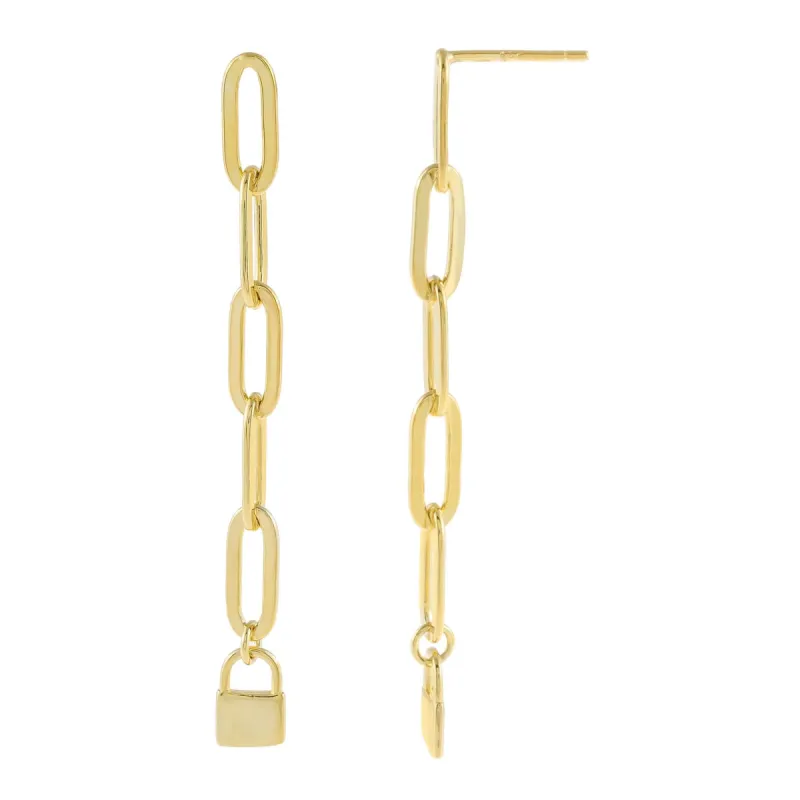 Lock Oval Link Drop Earring sold by Adina Eden's