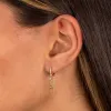 Diamond Double Bezel Drop Chain Huggie Earring 14K sold by Adina Eden's