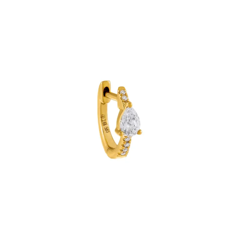 Diamond Teardrop Huggie Earring 14K sold by Adina Eden's