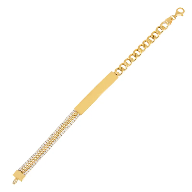 Tennis X Cuban Chain Bar Bracelet sold by Adina Eden's