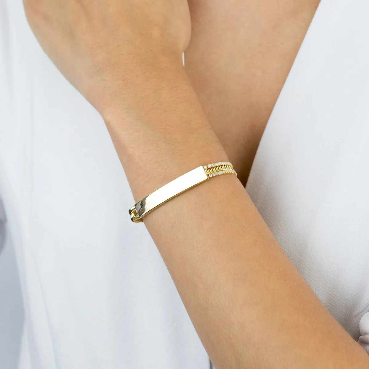 Tennis X Cuban Chain Bar Bracelet sold by Adina Eden's product image thumbnail 2