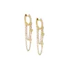 Diamond Double Bezel Drop Chain Huggie Earring 14K sold by Adina Eden's