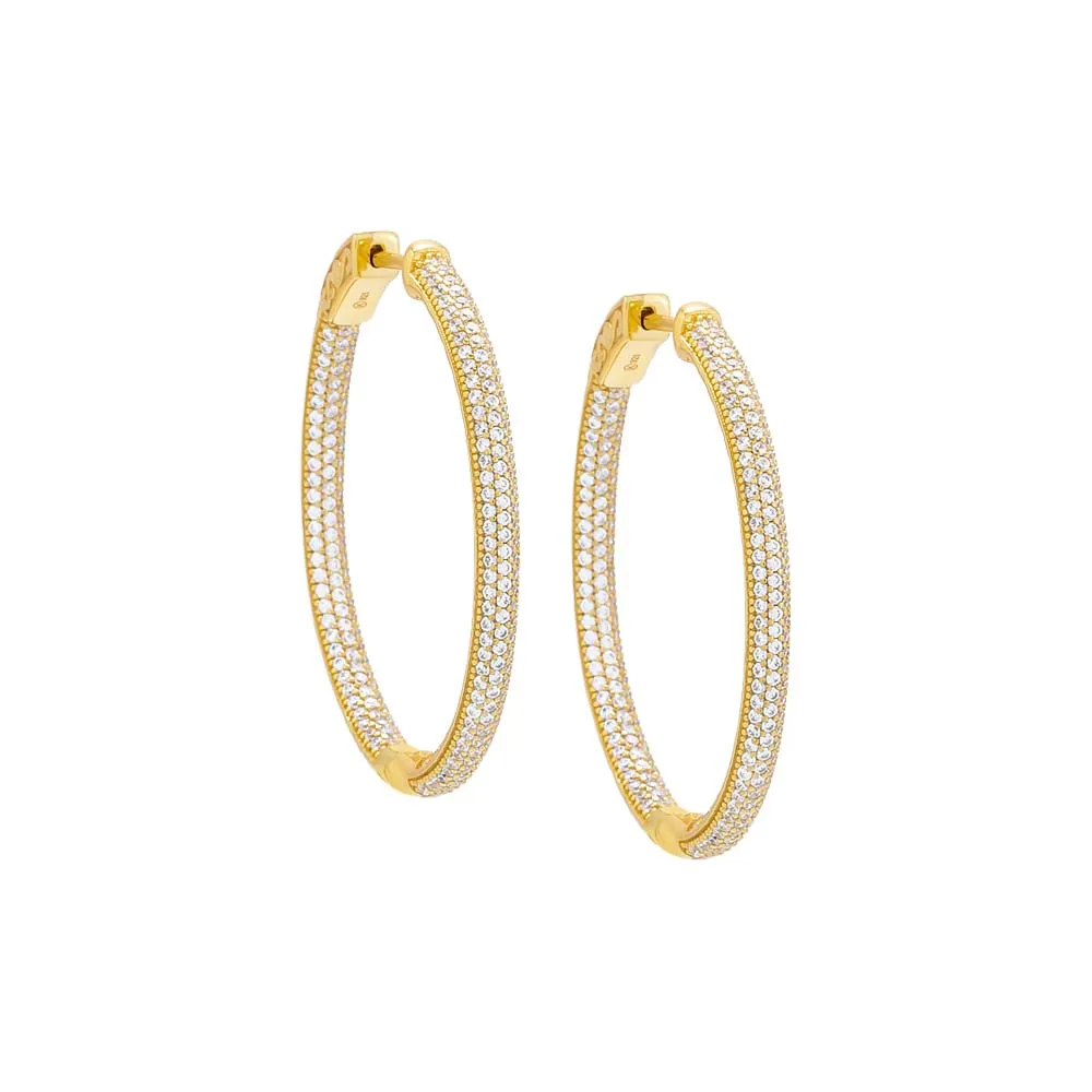 Pavé Oval Large Hoop Earring sold by Adina Eden's