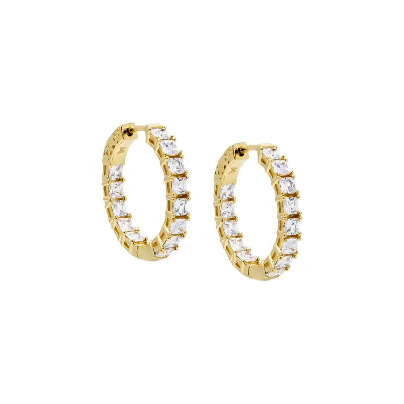 Fancy CZ Princess Cut Hoop Earring sold by Adina Eden's