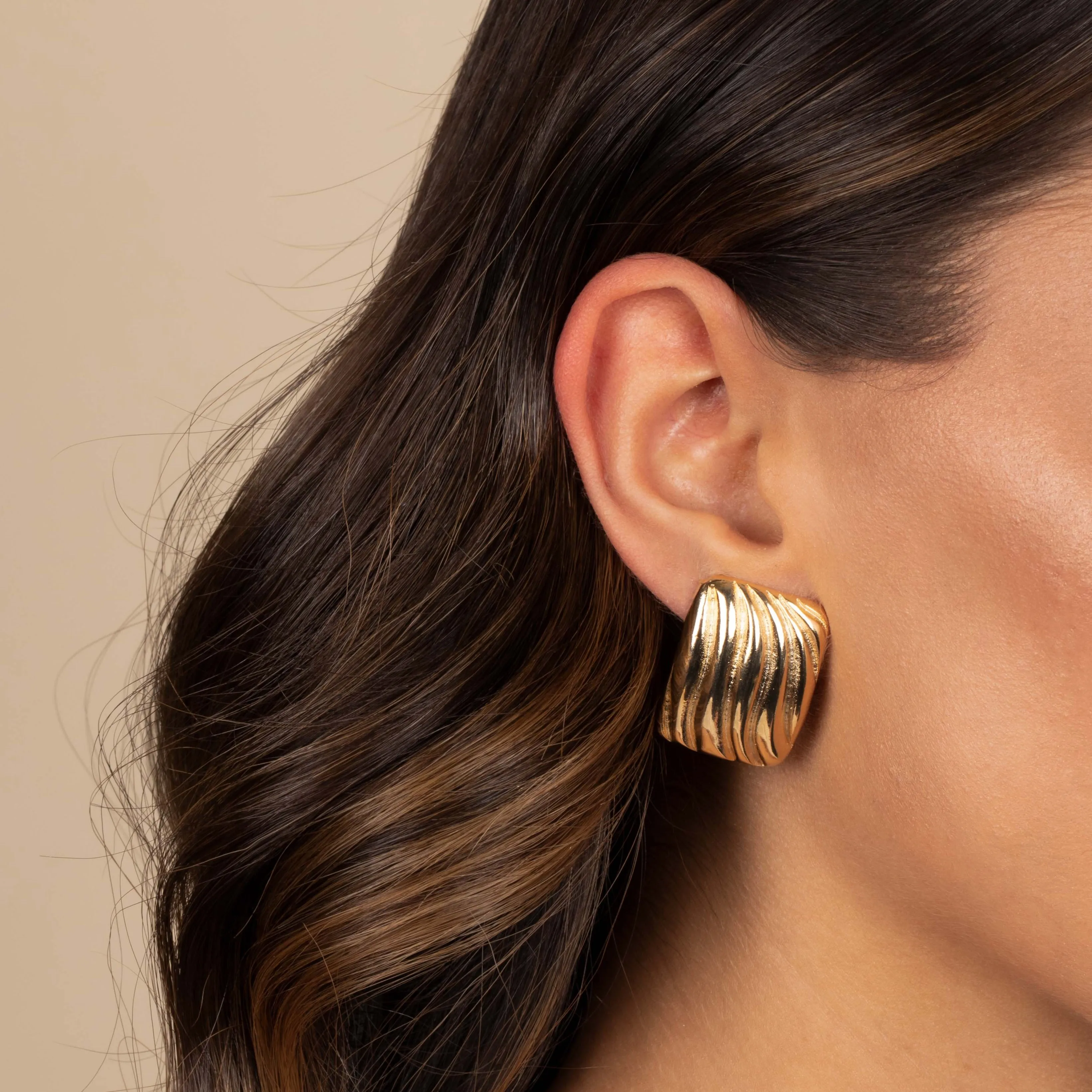 Puffy Ridged On The Ear Stud Earring sold by Adina Eden's product image thumbnail 2