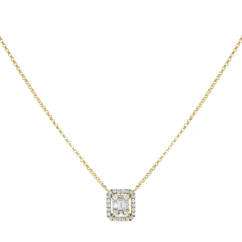 Diamond Illusion Baguette Pendant Necklace 14K sold by Adina Eden's
