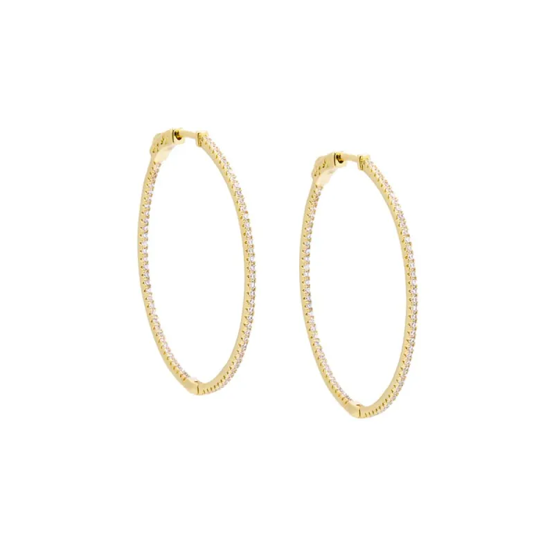Fancy Thin CZ Open Hoop Earring sold by Adina Eden's