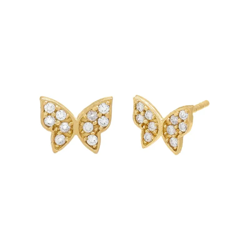 CZ Tiny Butterfly Stud Earring 14K sold by Adina Eden's