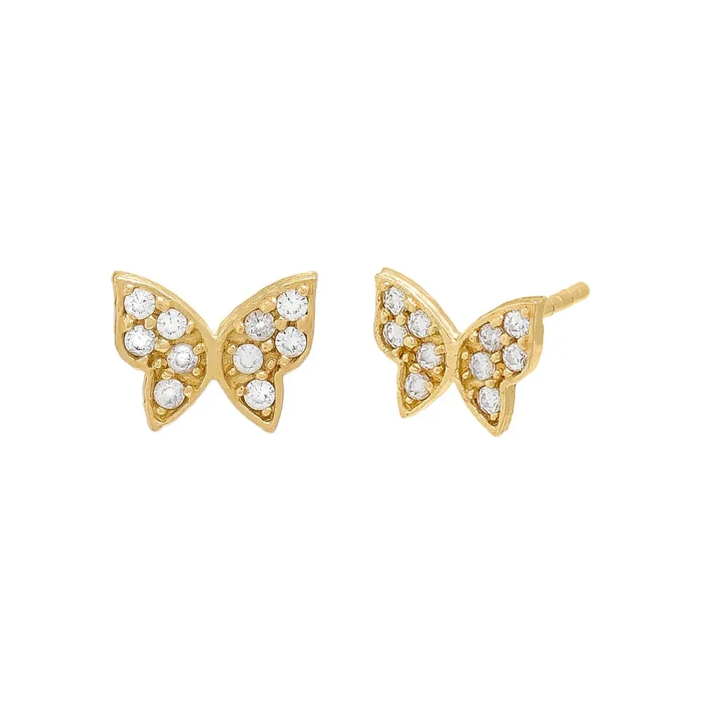 CZ Tiny Butterfly Stud Earring 14K sold by Adina Eden's