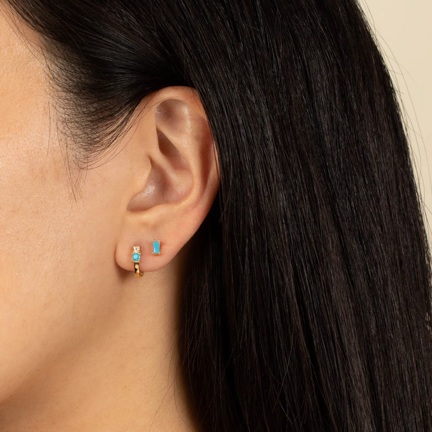 Mini Colored Baguette Stud Earring sold by Adina Eden's product image thumbnail 3