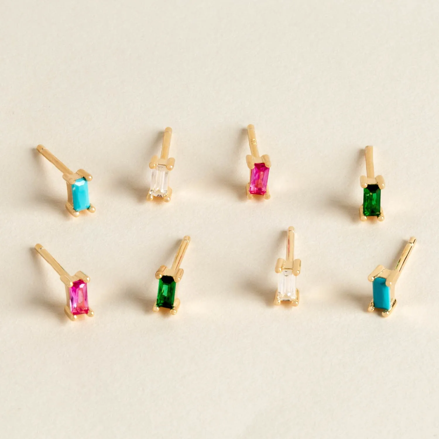 Mini Colored Baguette Stud Earring sold by Adina Eden's product image thumbnail 5