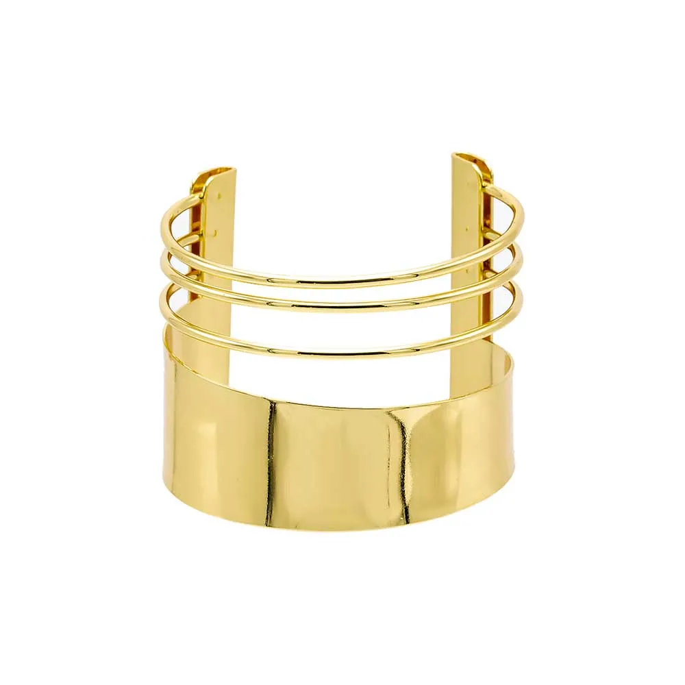 Solid Wide Lined Cuff Bangle Bracelet sold by Adina Eden's